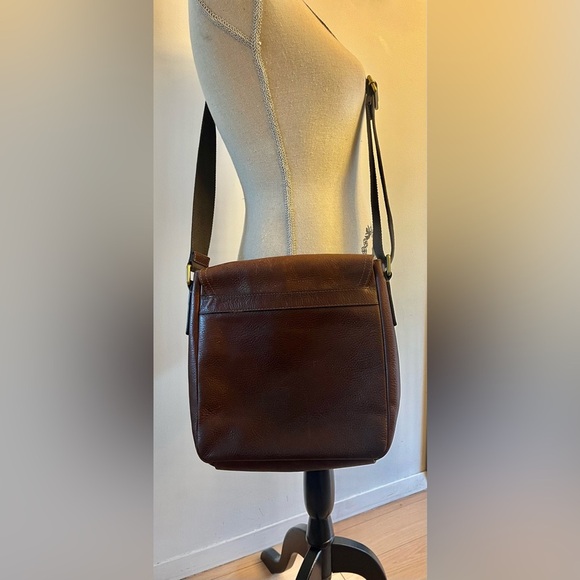 Fossil Leather Messenger Bag Crossbody Bag Purse Dark Brown - Picture 2 of 10